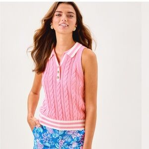 Lilly Pulitzer Pink Cable Knit Sweater Vest